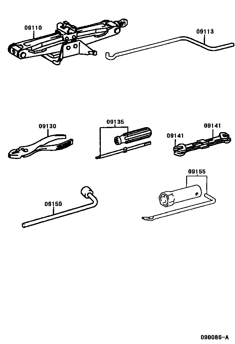 Toyota YARIS Standard Tools EPC diagram — 090086A