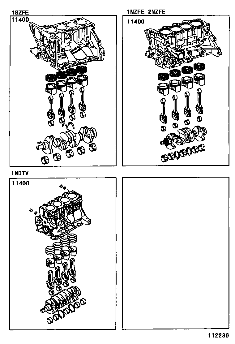 Toyota YARIS Short Block Assembly EPC diagram — 112230