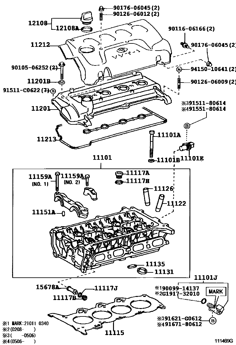 Toyota YARIS Cylinder Head EPC diagram — 111469G