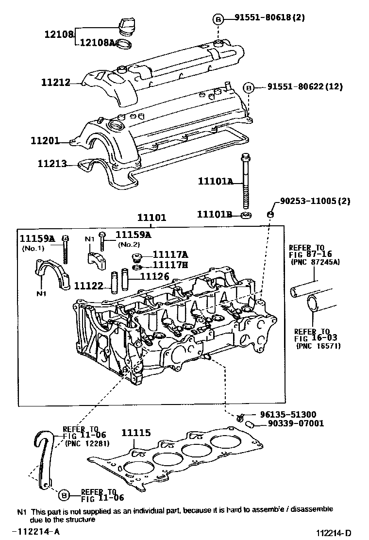 Toyota YARIS Cylinder Head EPC diagram — 112214D