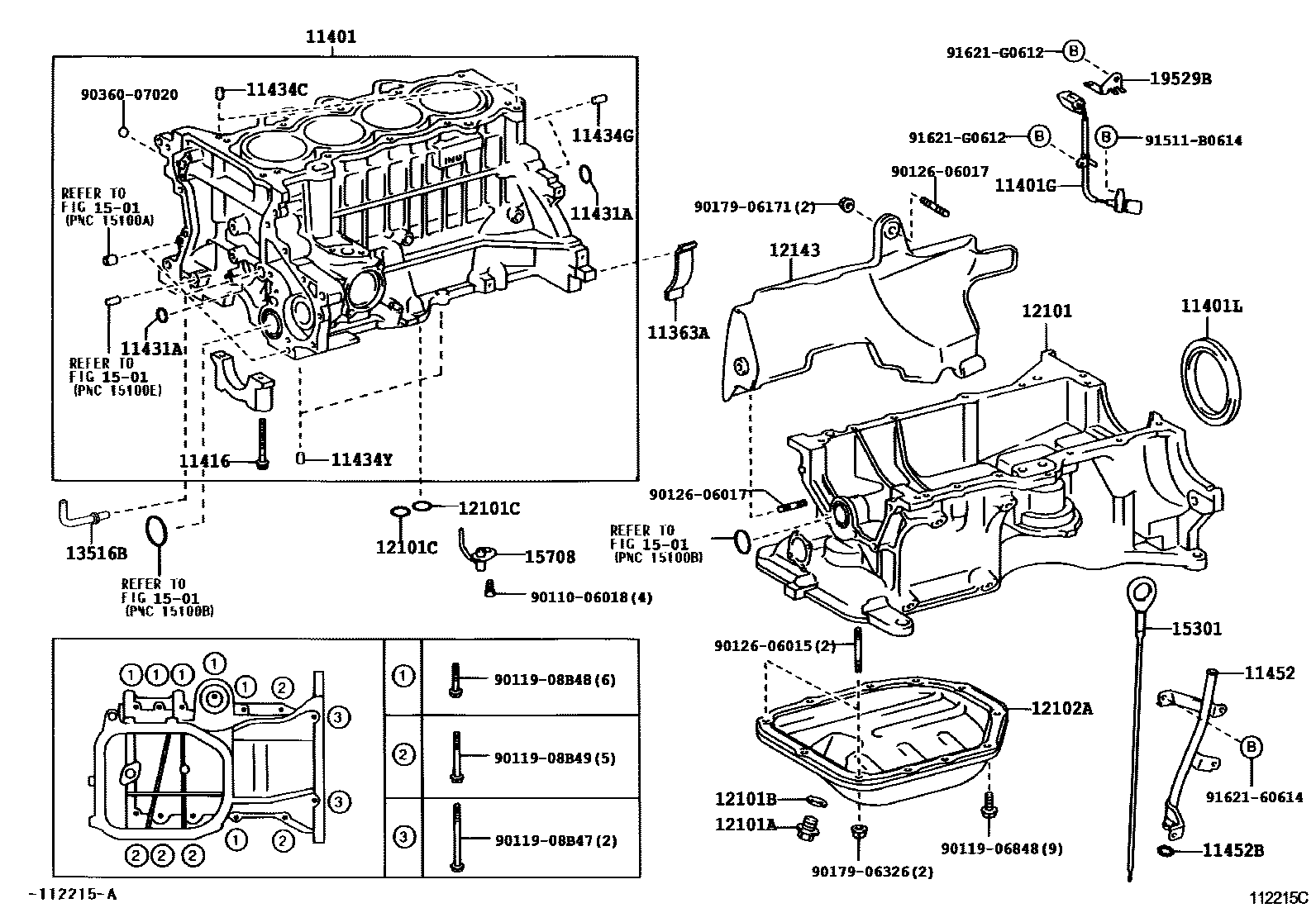 Toyota YARIS Cylinder Block EPC diagram — 112215C