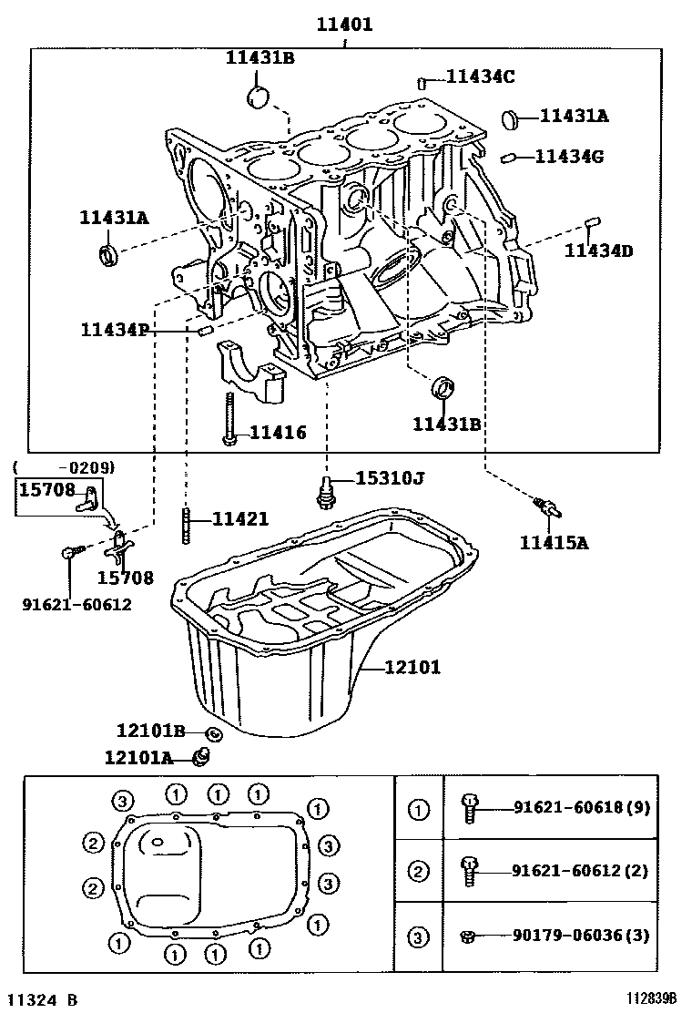 Toyota YARIS Cylinder Block EPC diagram — 112839B
