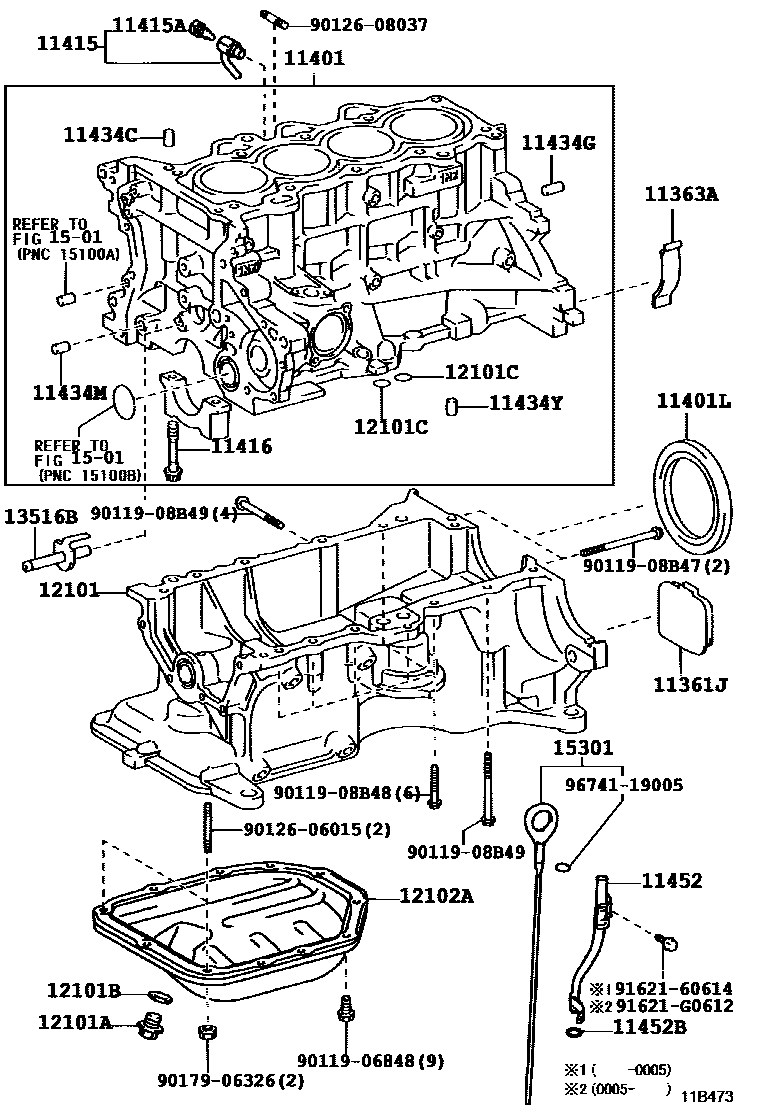 Toyota YARIS Cylinder Block EPC diagram — 11B473