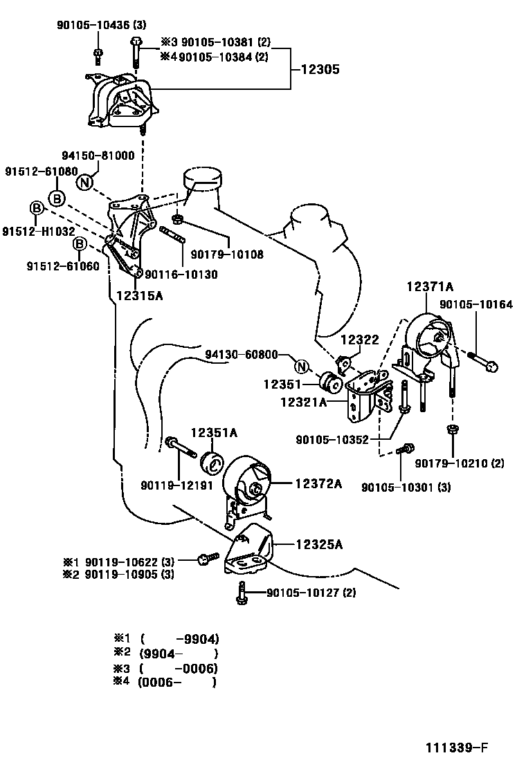 Toyota YARIS Engine Mounting EPC diagram — 111339F