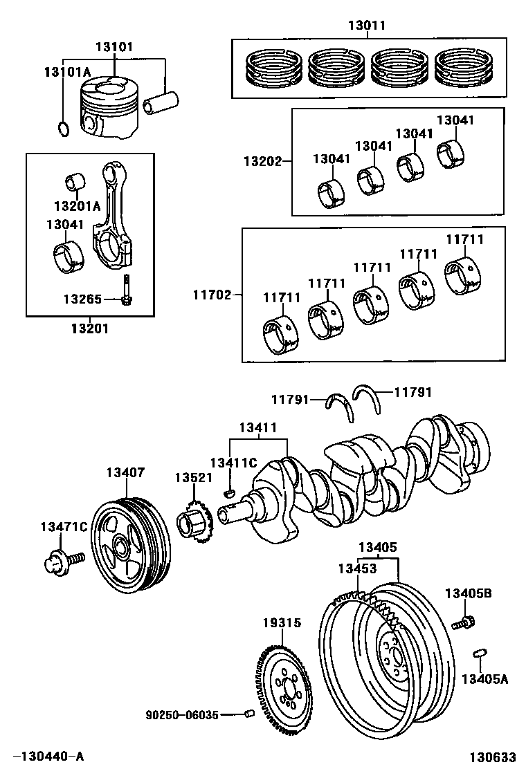Toyota YARIS Crankshaft & Piston EPC diagram — 130633