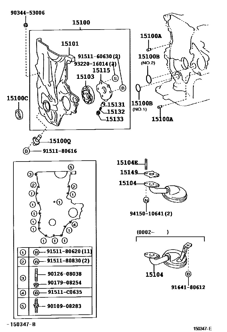 Toyota YARIS Engine Oil Pump EPC diagram — 150347E