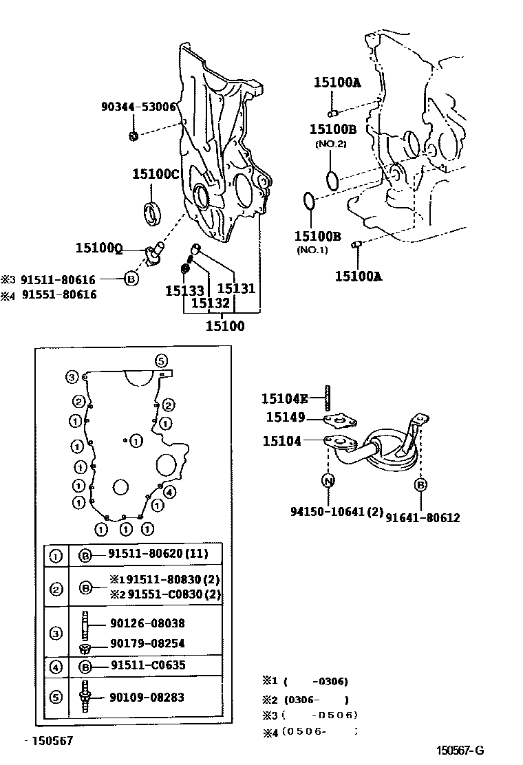 Toyota YARIS Engine Oil Pump EPC diagram — 150567G