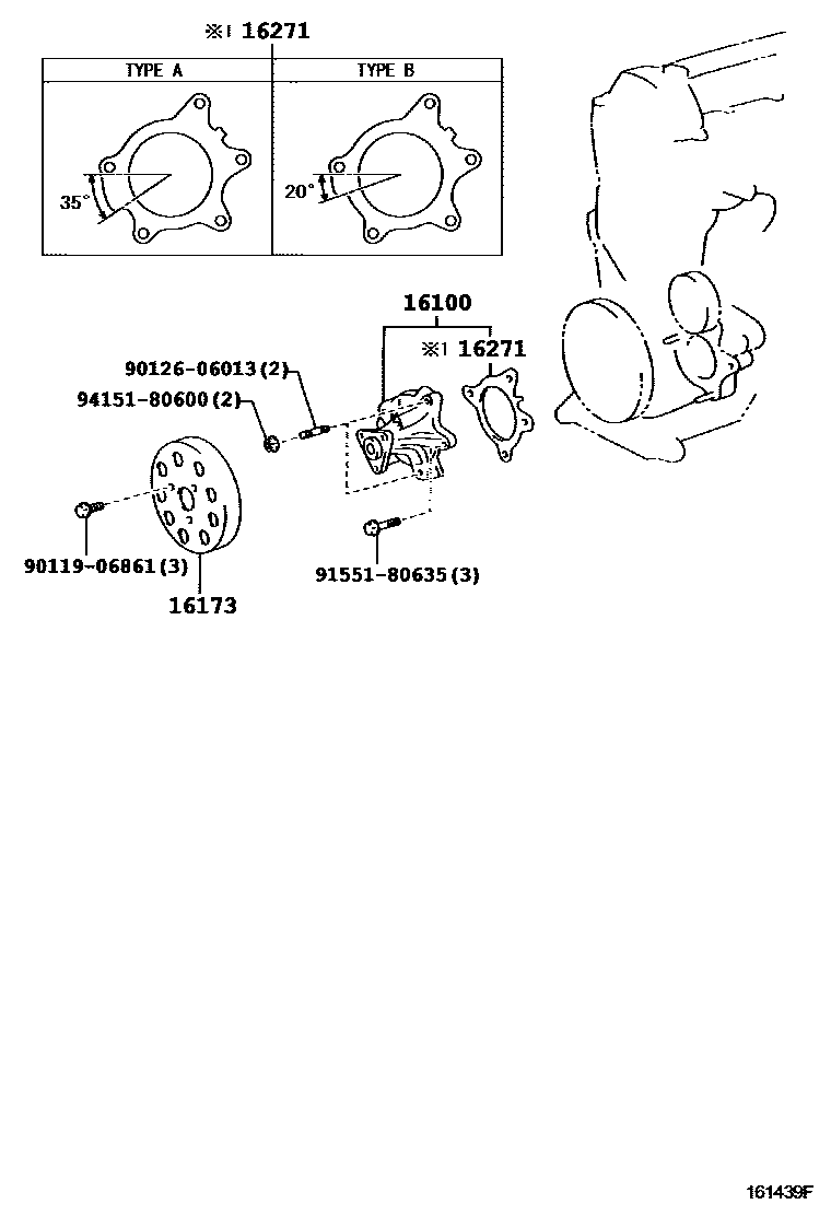 Toyota YARIS Water Pump EPC diagram — 161439F