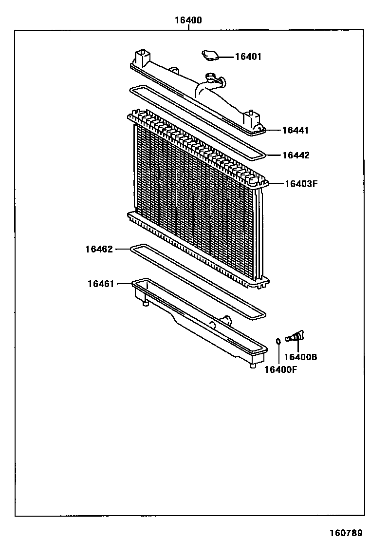 Toyota YARIS RADIATOR & WATER OUTLET EPC diagram — 160789