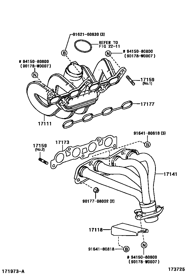 Toyota YARIS Manifold EPC diagram — 173725