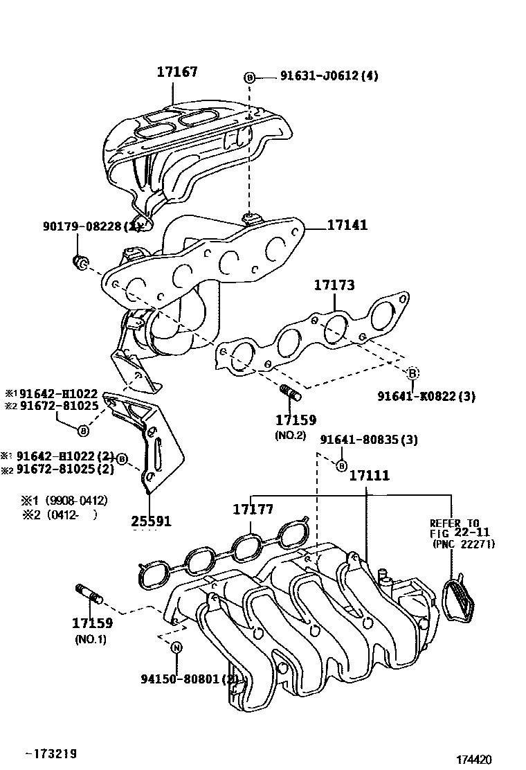 Toyota YARIS Manifold EPC diagram — 174420