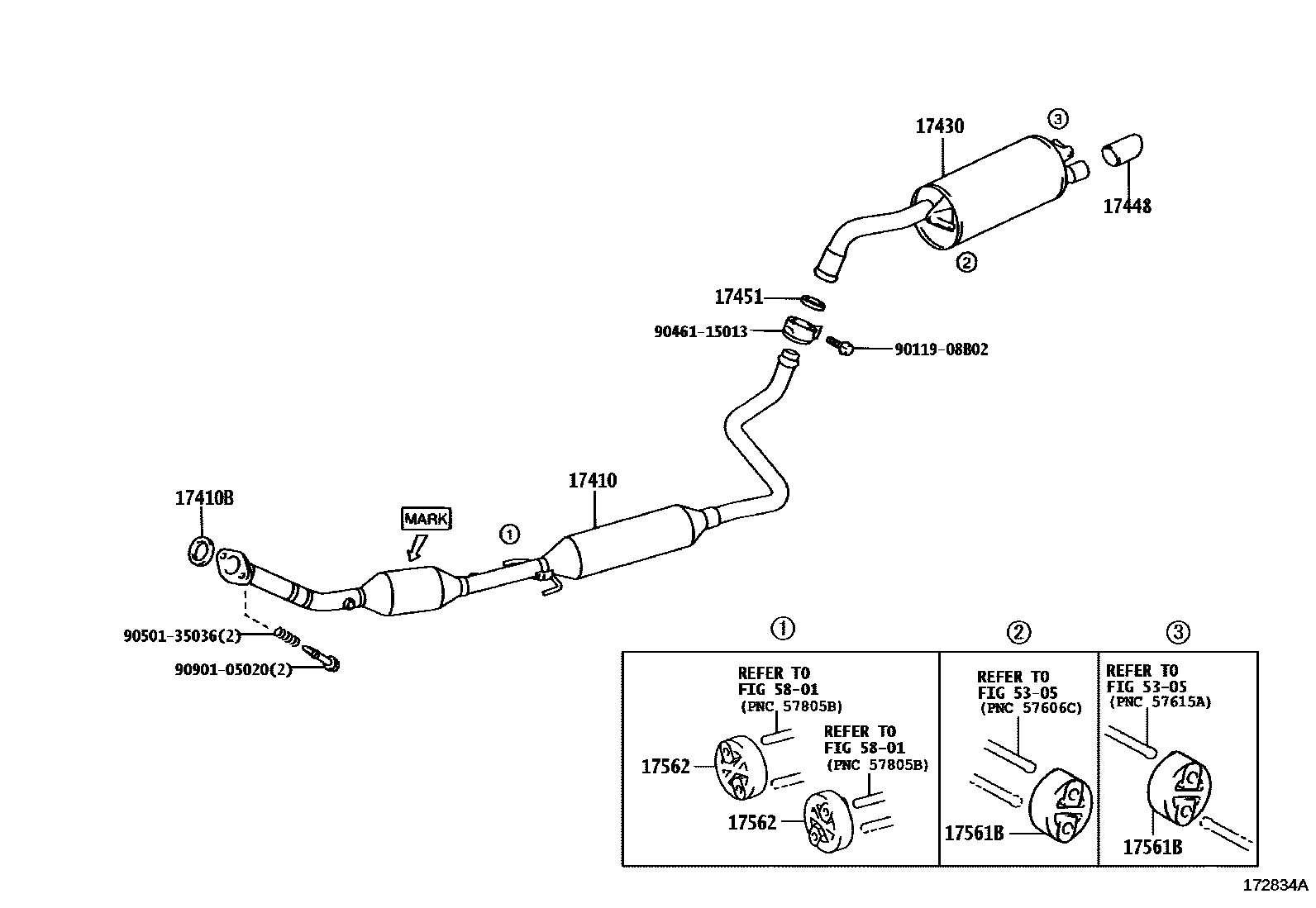 Toyota YARIS Exhaust Pipe EPC diagram — 172834A