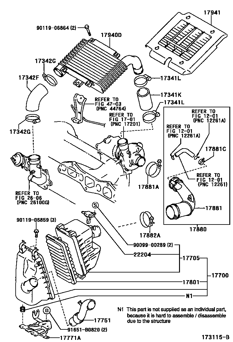 Toyota YARIS Air Cleaner EPC diagram — 173115B