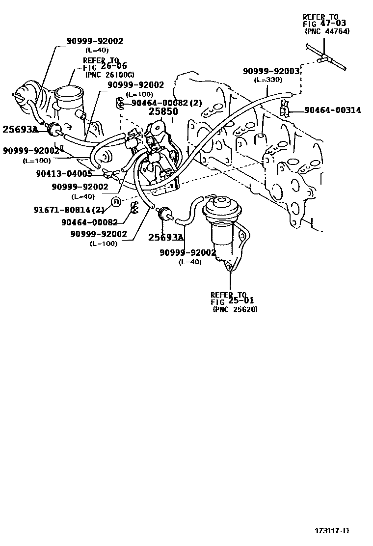 Toyota YARIS vacuum tube EPC diagram — 173117D