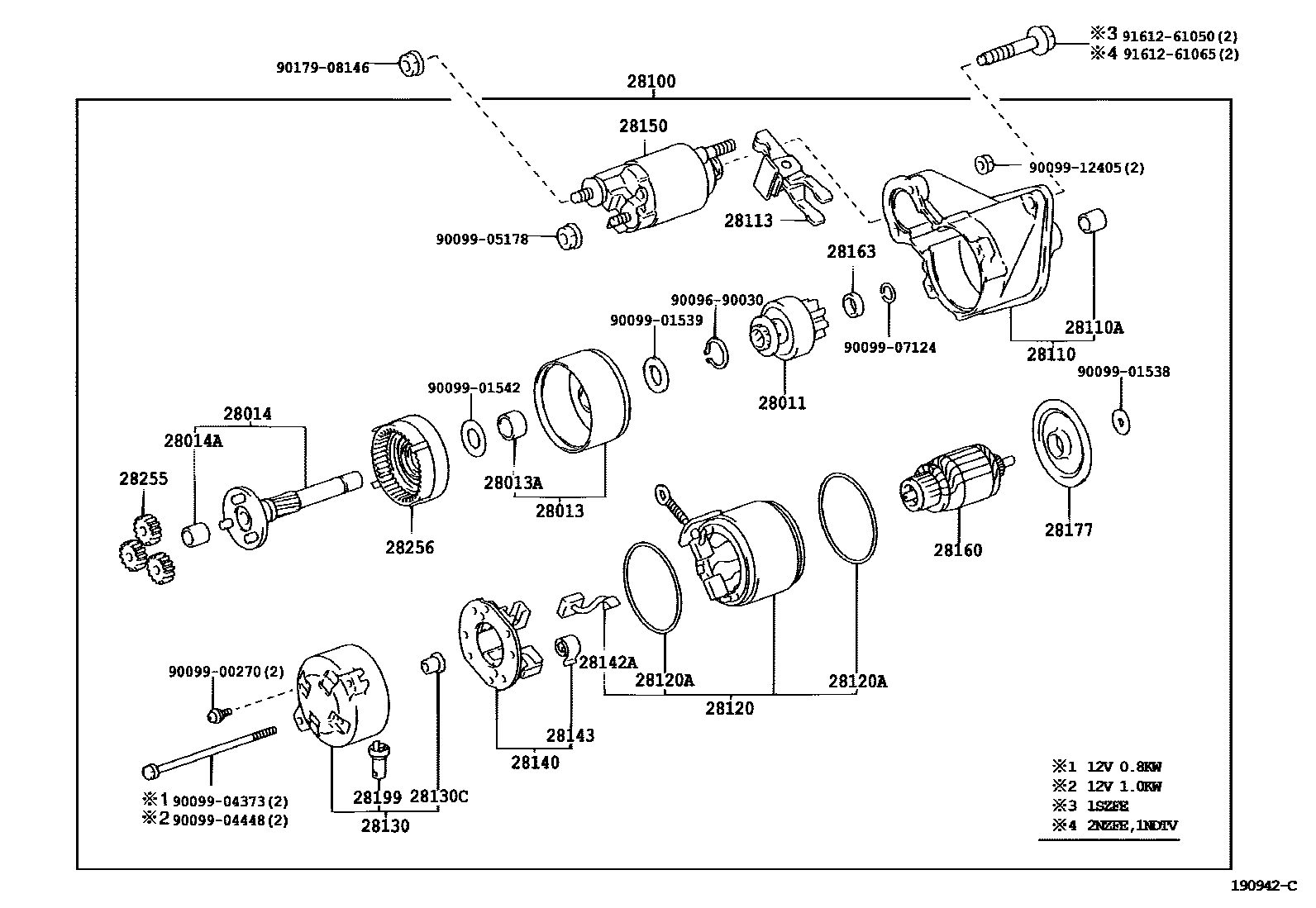 Toyota YARIS 起动机 EPC diagram — 190942C