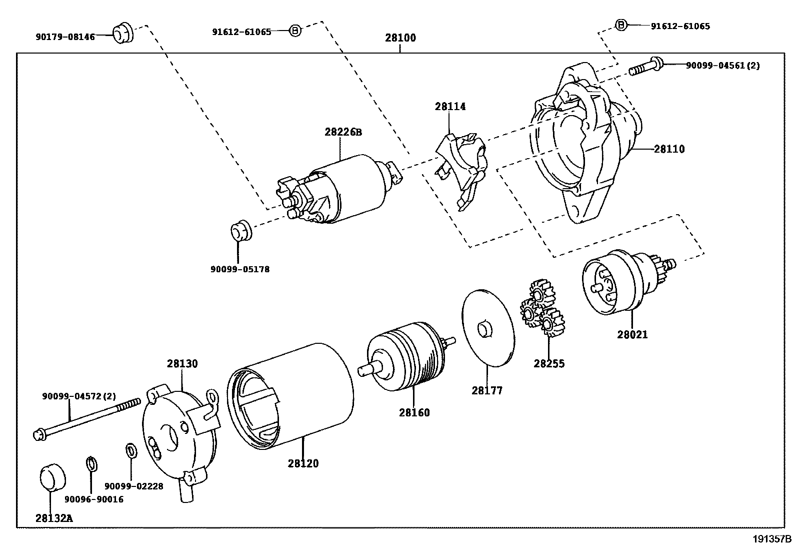 Toyota YARIS 起动机 EPC diagram — 191357B