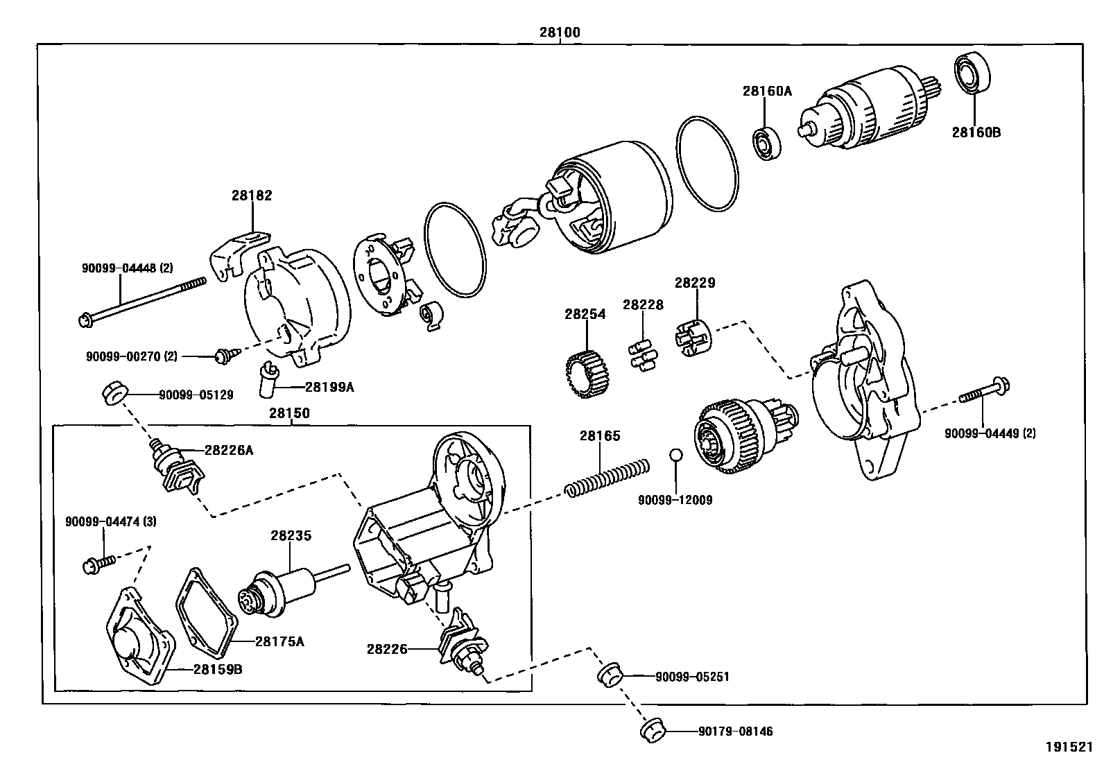 Toyota YARIS 起动机 EPC diagram — 191521