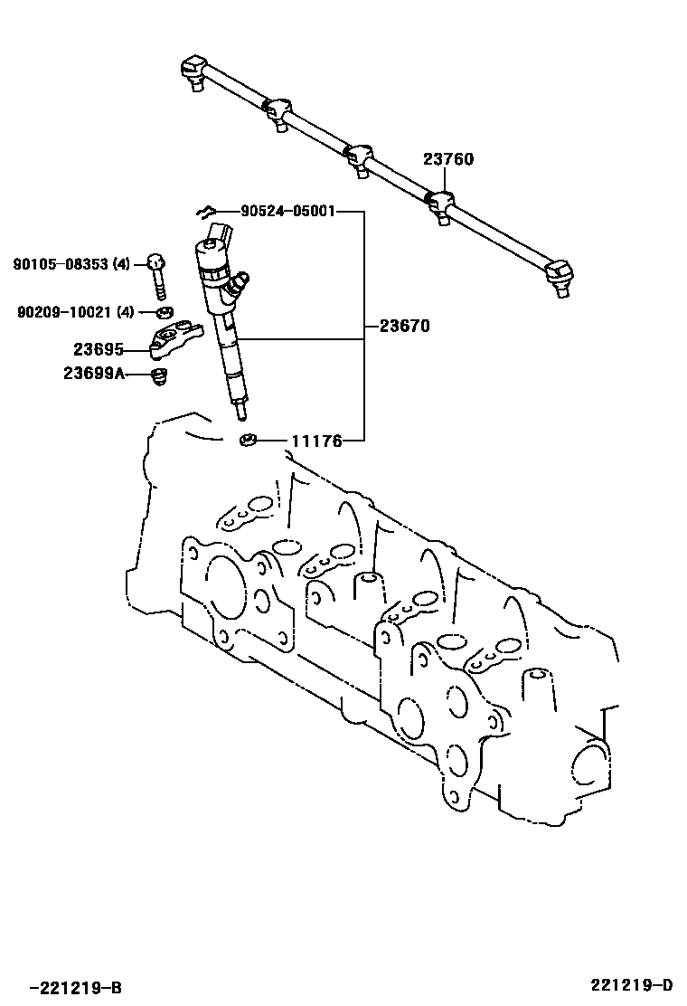 Toyota YARIS 喷油嘴 EPC diagram — 221219D