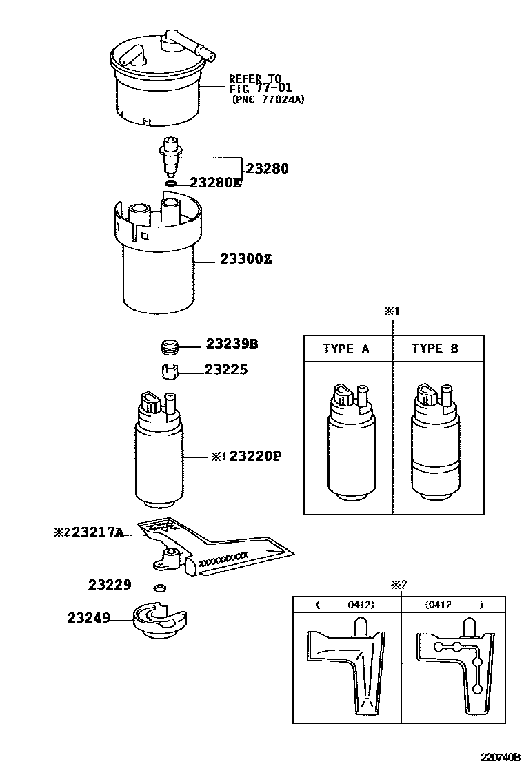 Toyota YARIS 燃油喷射系统 EPC diagram — 220740B