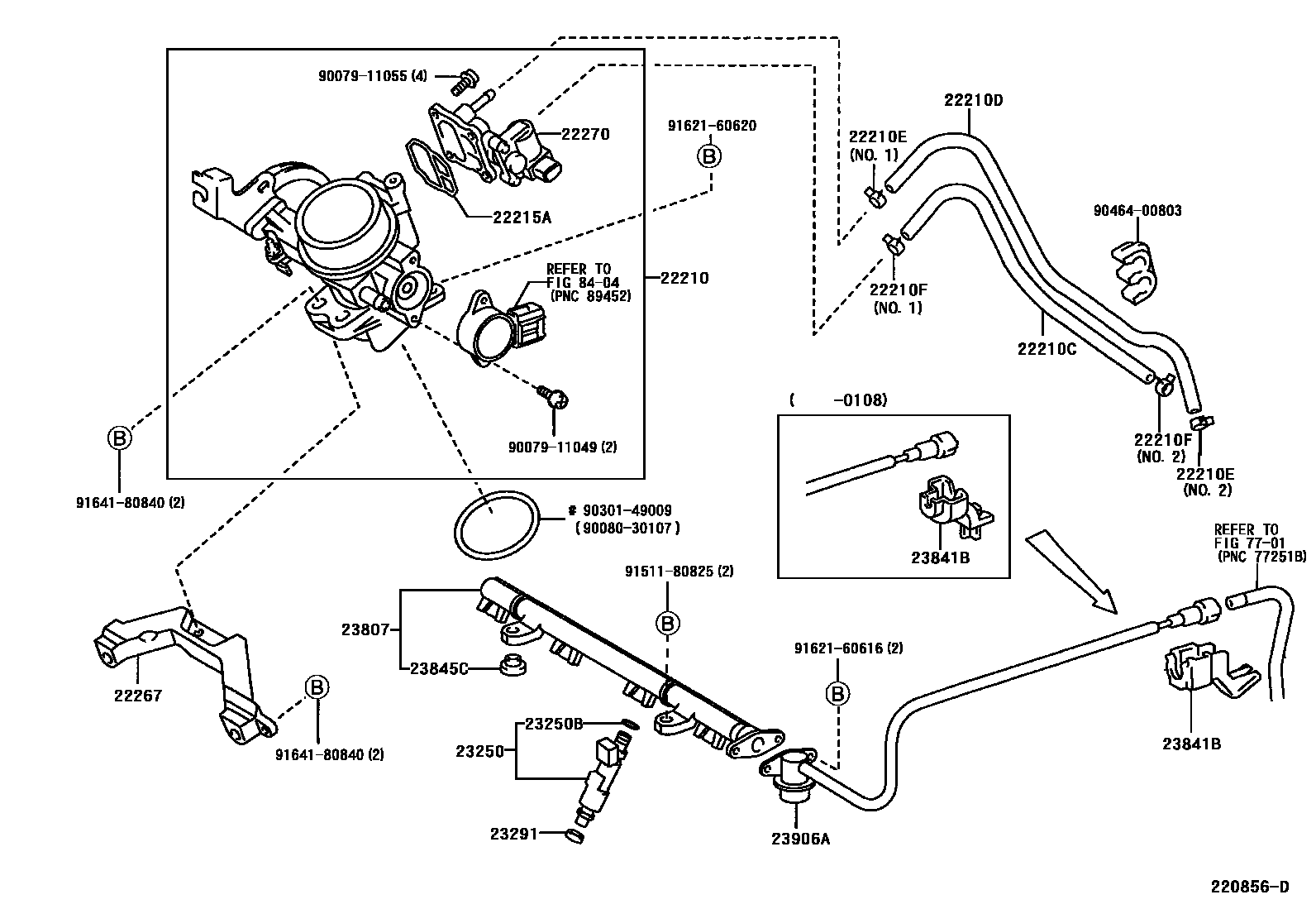 Toyota YARIS 燃油喷射系统 EPC diagram — 220856D