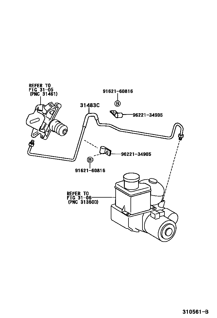 Toyota YARIS 离合器踏板和挠性软管 EPC diagram — 310561B