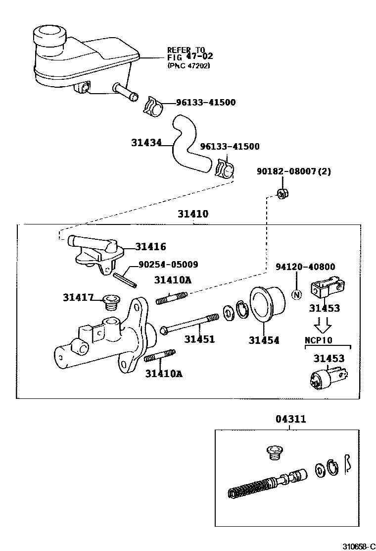 Toyota YARIS 离合器总泵 EPC diagram — 310658C