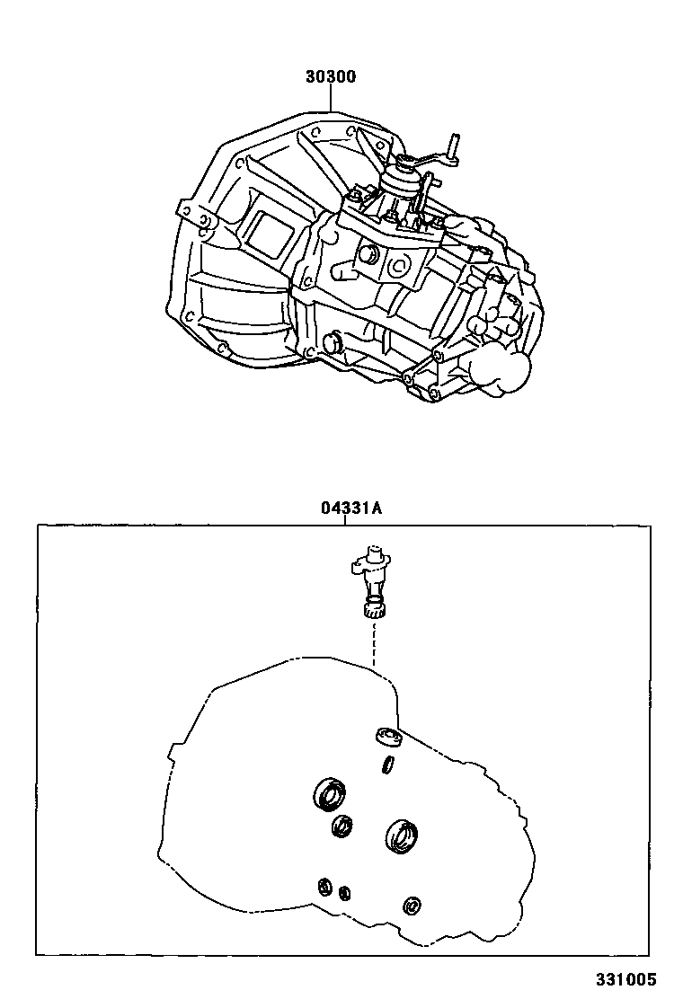 Toyota YARIS 传动桥或变速器总成和衬垫组件(MTM) EPC diagram — 331005