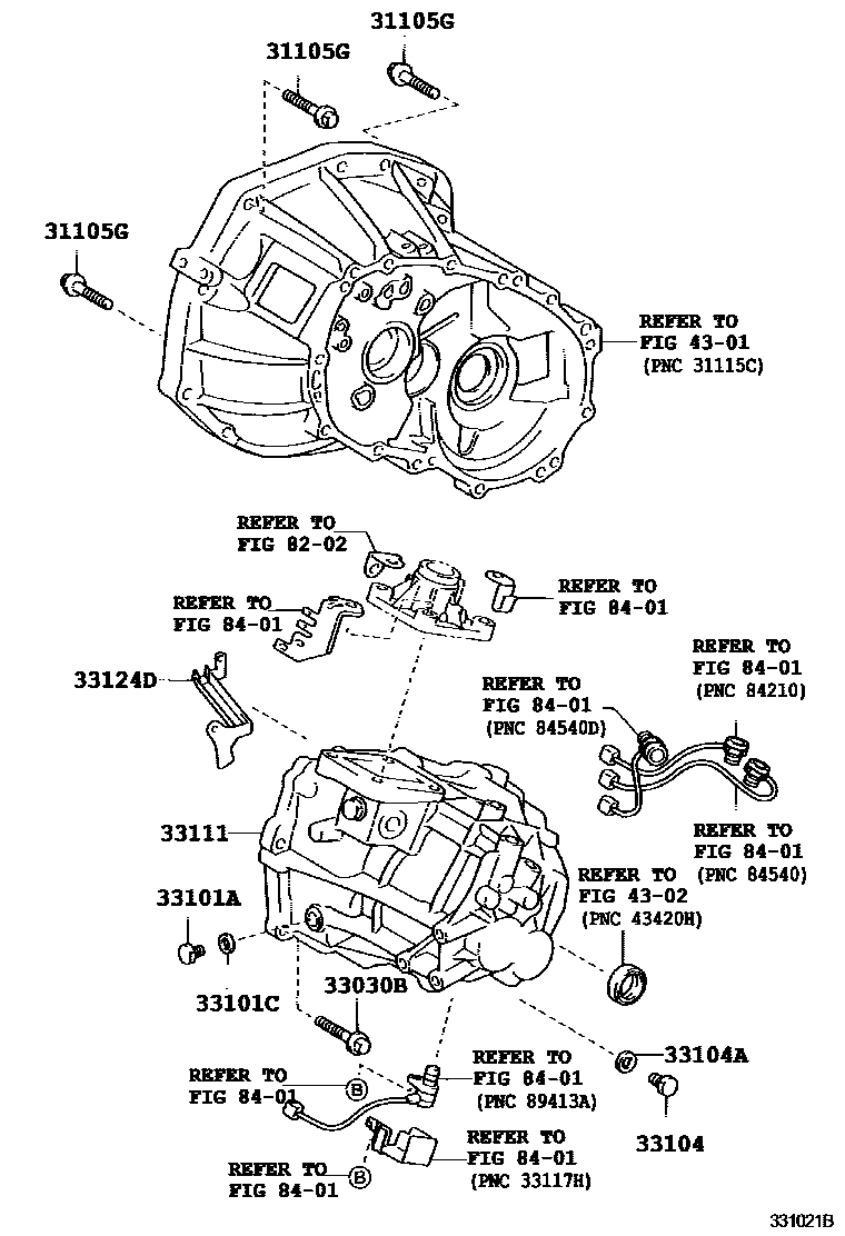 Toyota YARIS 离合器壳和变速器壳(MTM) EPC diagram — 331021B
