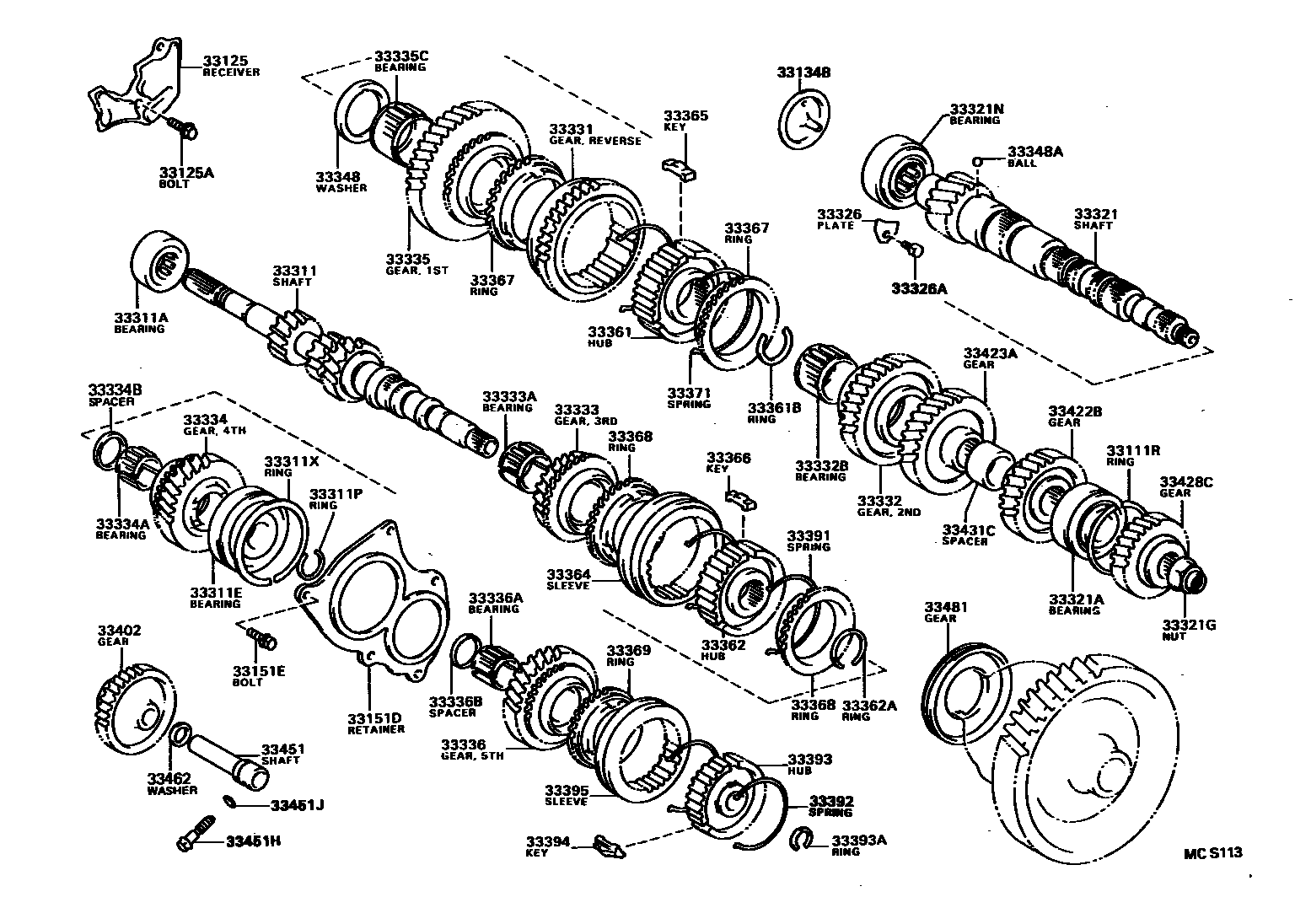 Toyota YARIS 变速器齿轮(MTM) EPC diagram — MCS113