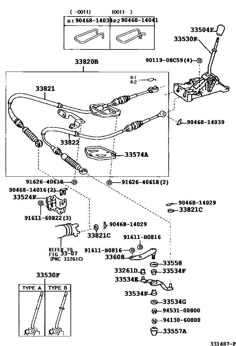Toyota YARIS Shift Lever & Retainer EPC diagram — 331487G