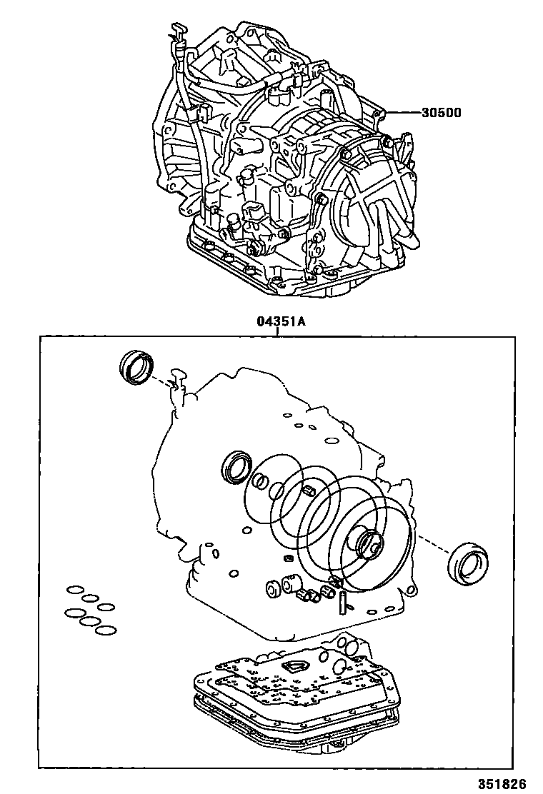 Toyota YARIS 传动桥或变速器总成和衬垫组件(ATM) EPC diagram — 351826