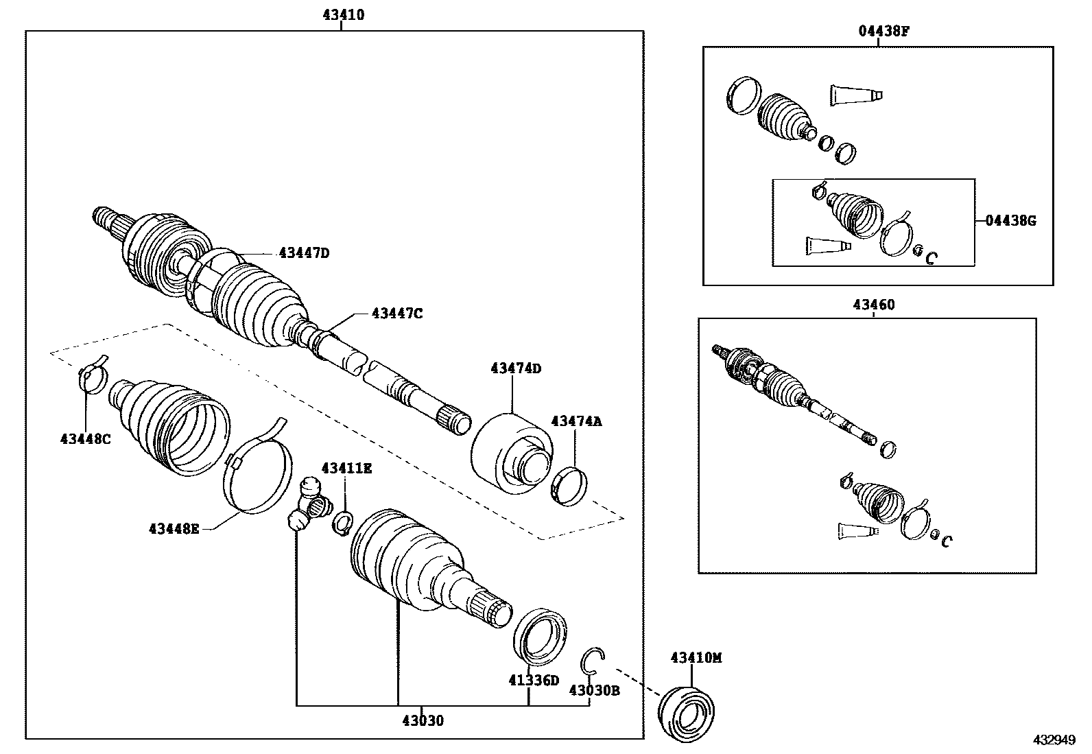 Toyota YARIS Front Drive Shaft EPC diagram — 432949