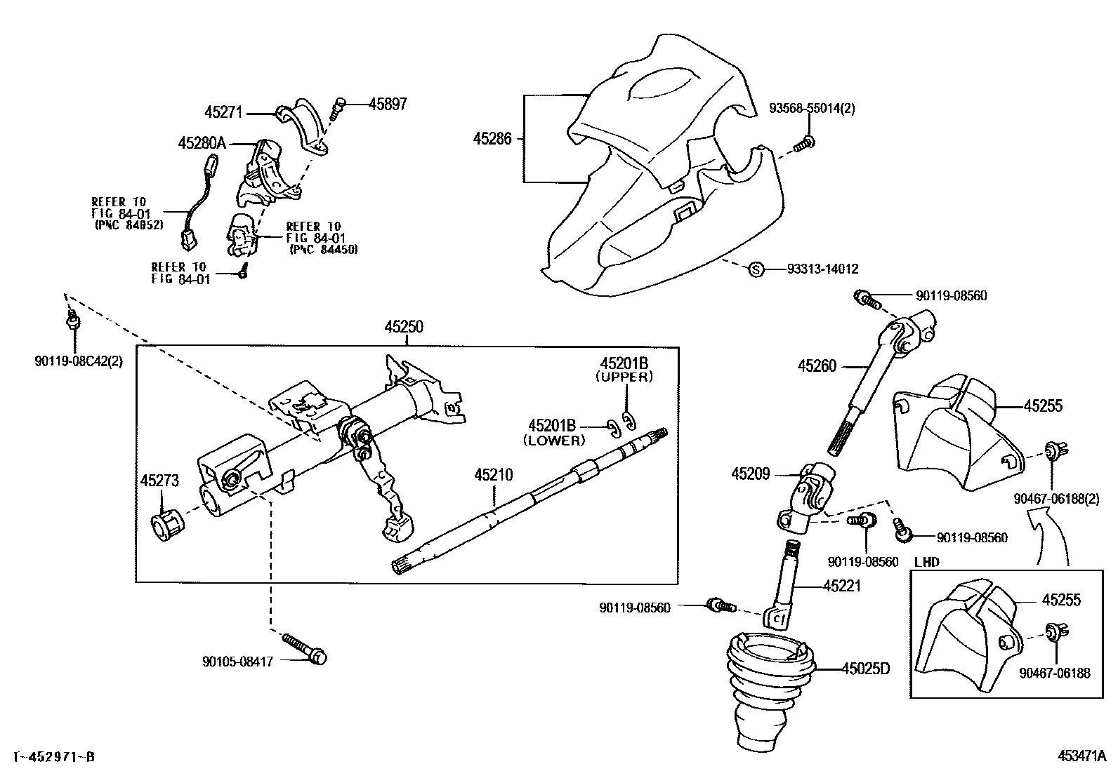 Toyota YARIS Steering Column & Shaft EPC diagram — 453471A