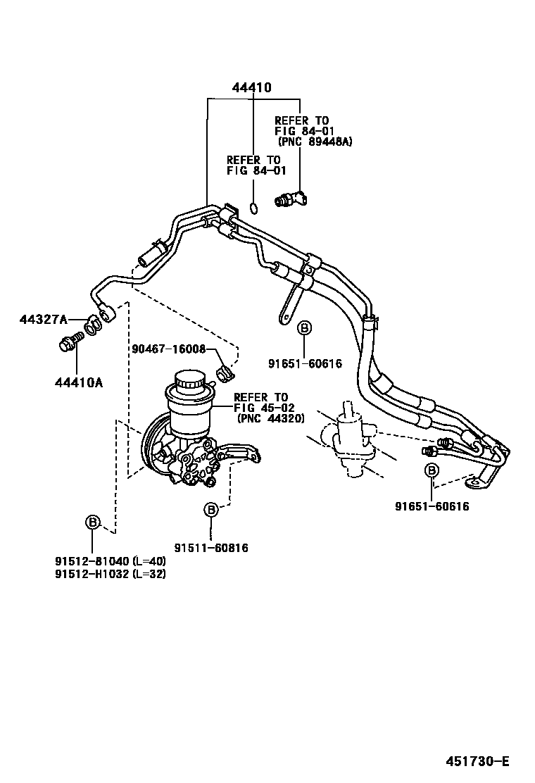 Toyota YARIS 动力转向配管 EPC diagram — 451730E