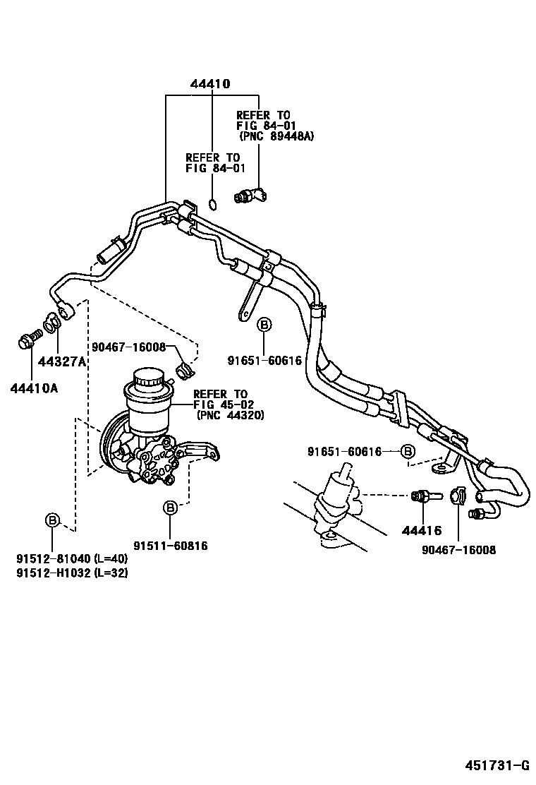 Toyota YARIS 动力转向配管 EPC diagram — 451731G