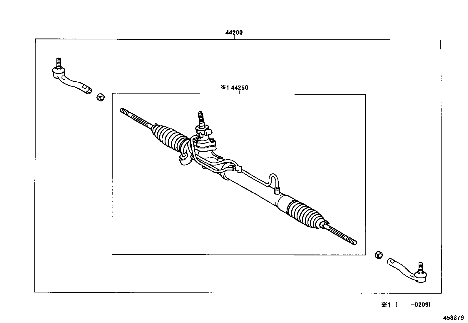 Toyota YARIS 前转向齿轮和连杆 EPC diagram — 453379