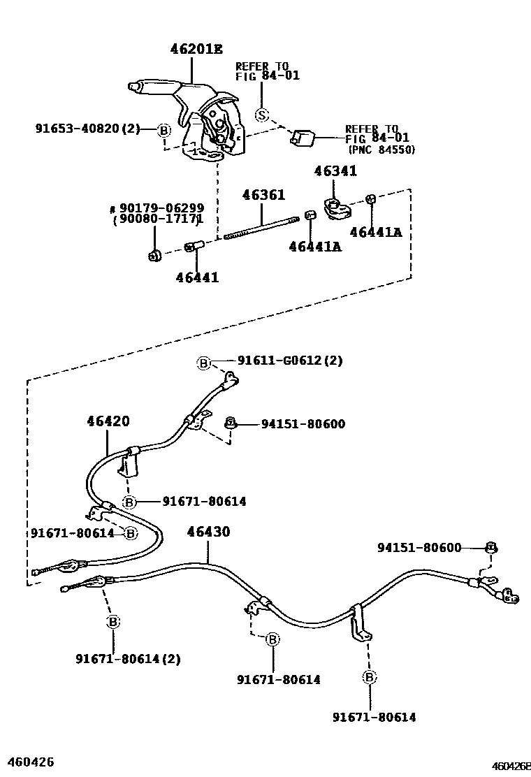 Toyota YARIS Parking Brake & Cable EPC diagram — 460426B