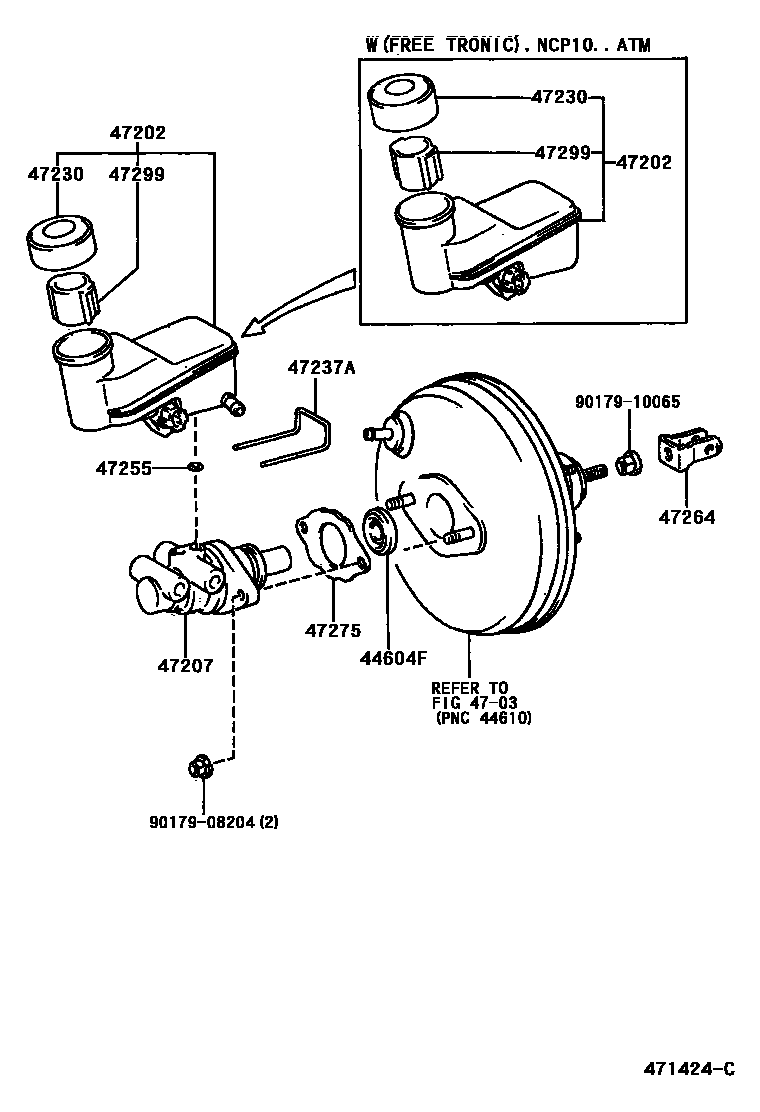 Toyota YARIS 制动总泵 EPC diagram — 471424C