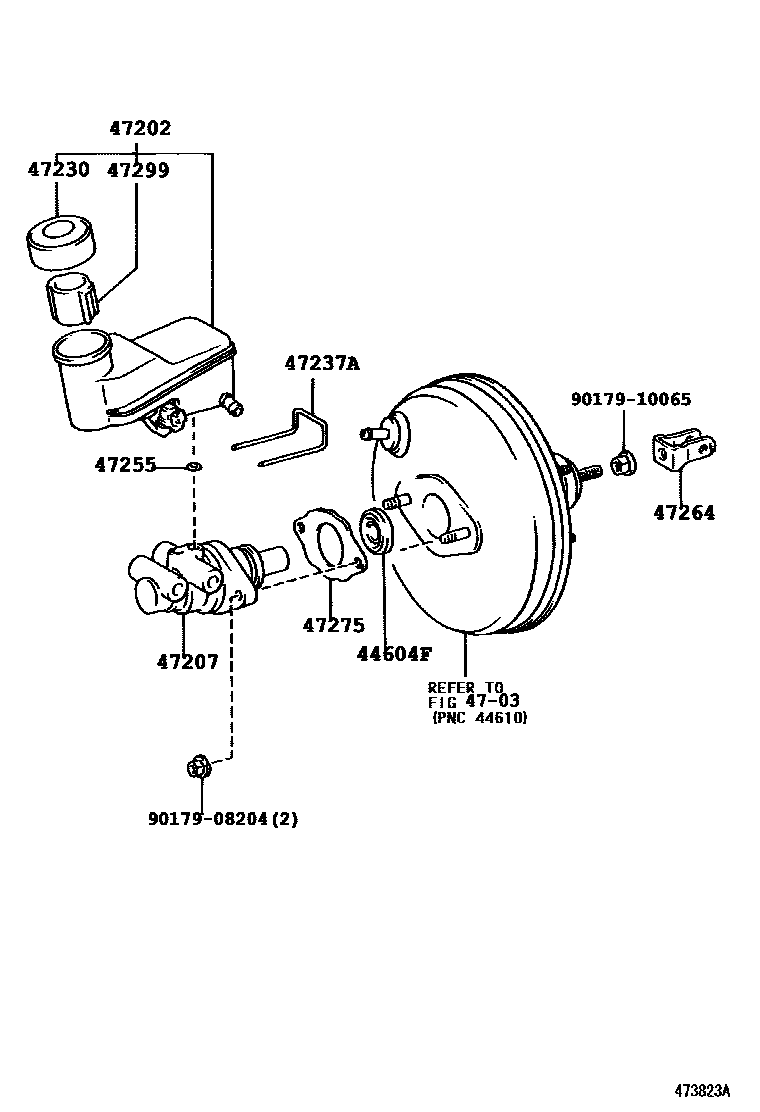 Toyota YARIS 制动总泵 EPC diagram — 473823A