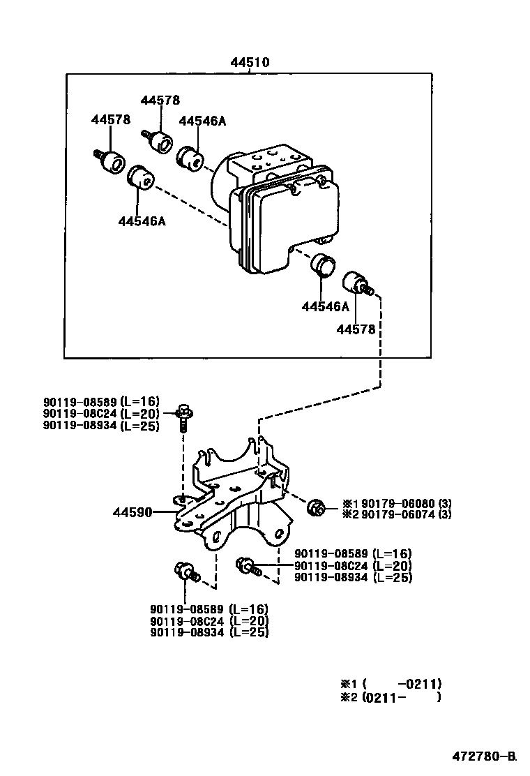 Toyota YARIS 制动配管和卡箍 EPC diagram — 472780B