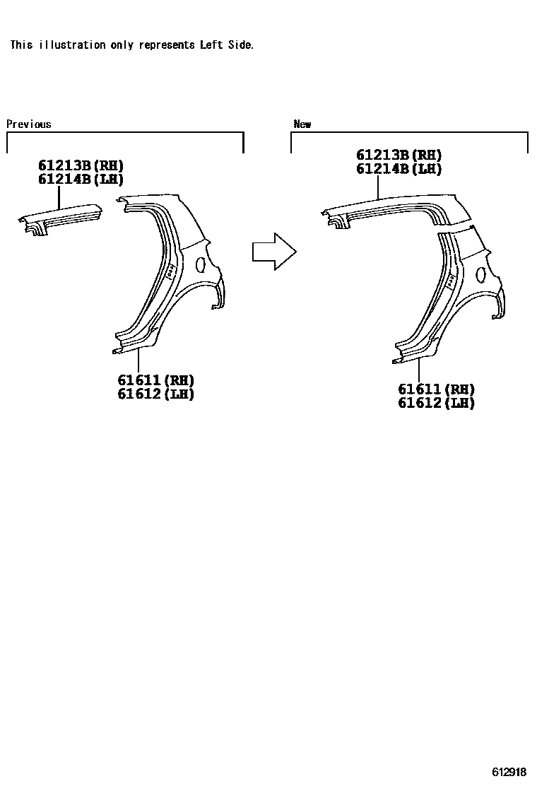 Toyota YARIS 侧梁 EPC diagram — 612918