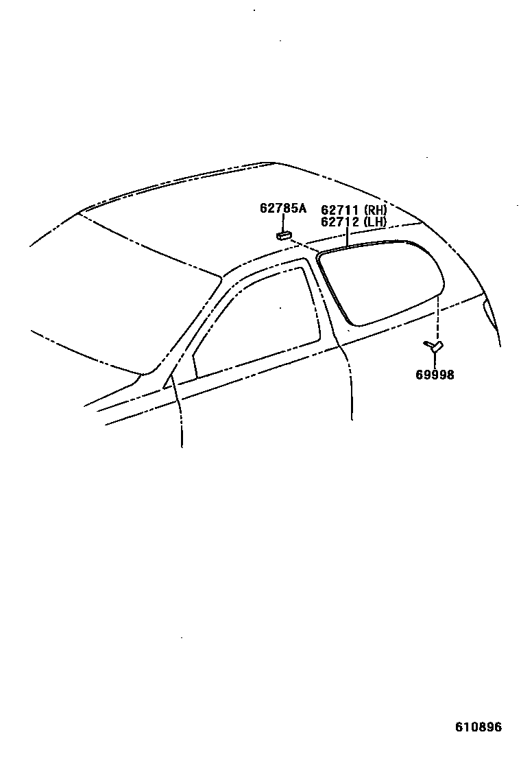 Toyota YARIS 角窗 EPC diagram — 610896