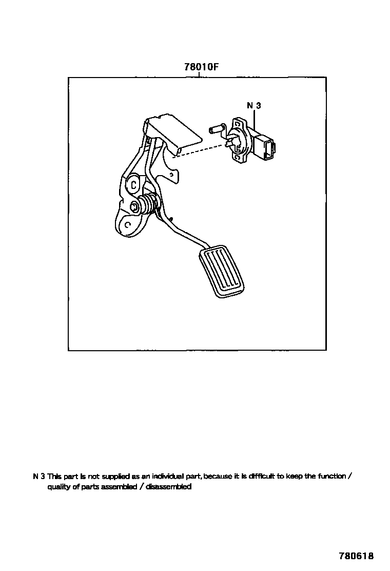 Toyota YARIS accelerator pedal connecting rod EPC diagram — 780618