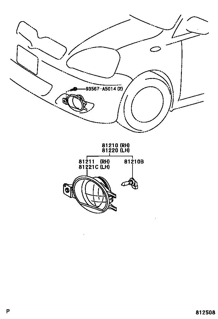 Toyota YARIS Fog Lamp EPC diagram — 812508