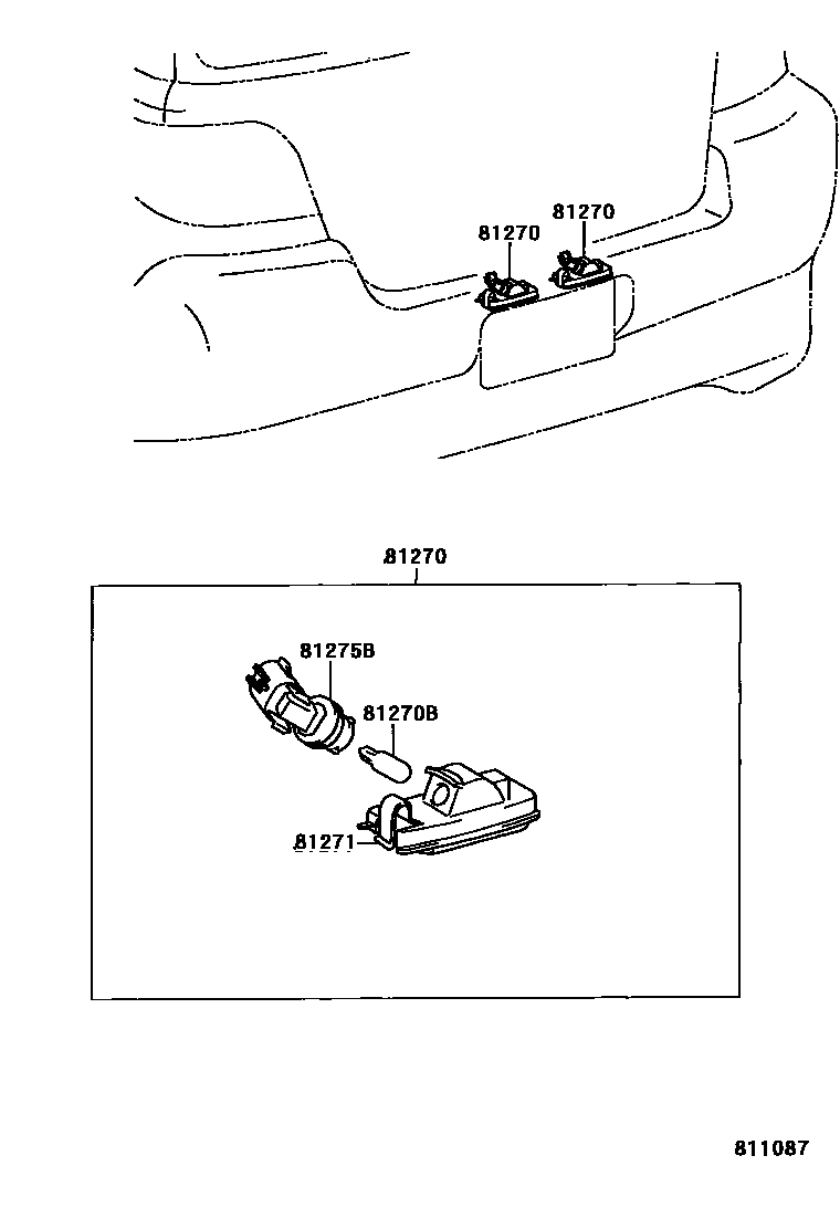Toyota YARIS 后牌照灯 EPC diagram — 811087