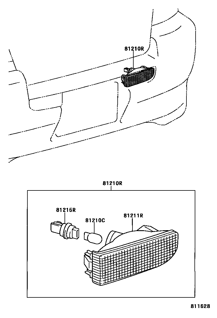 Toyota YARIS 后雾灯 EPC diagram — 811628
