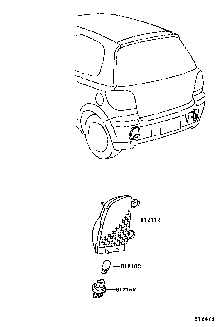 Toyota YARIS 后雾灯 EPC diagram — 812473