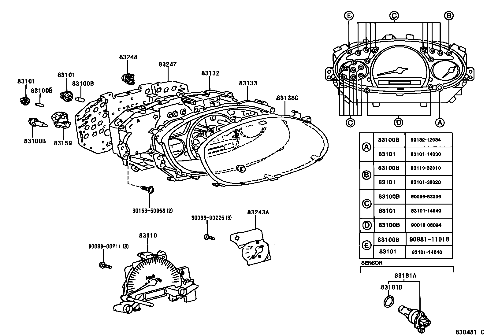 Toyota YARIS 仪表 EPC diagram — 830481C