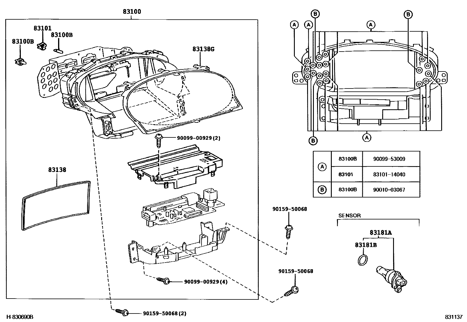Toyota YARIS 仪表 EPC diagram — 831137
