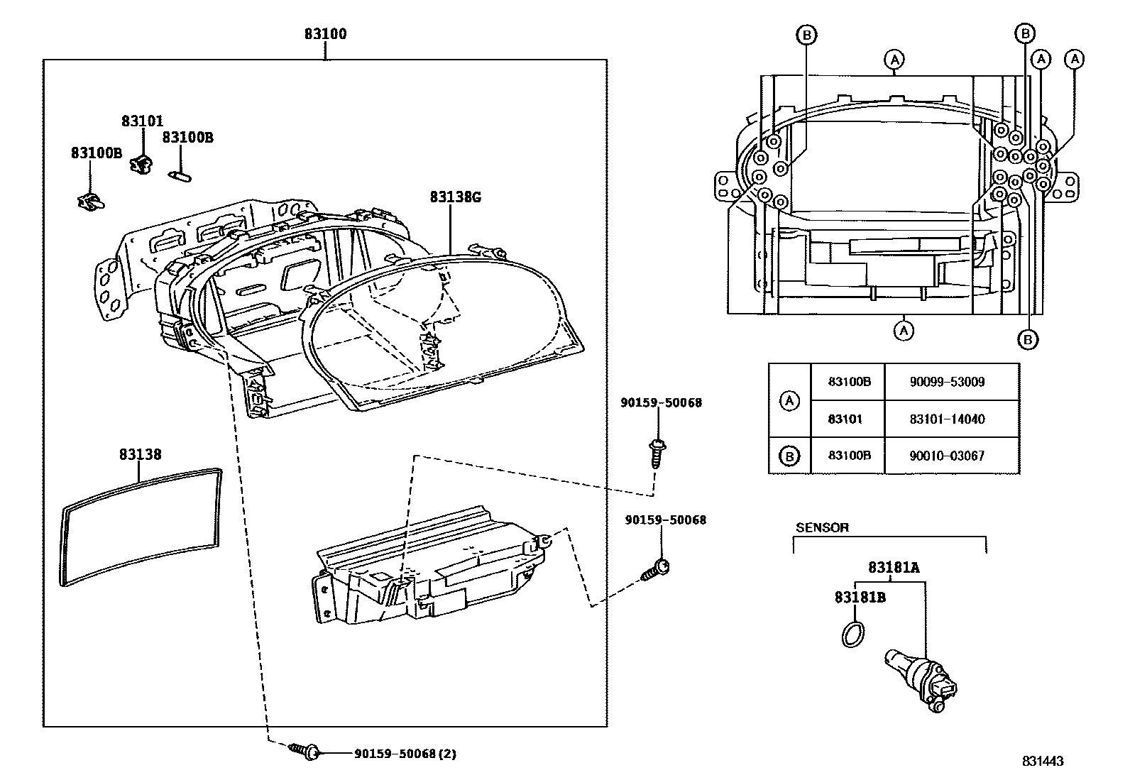 Toyota YARIS 仪表 EPC diagram — 831443